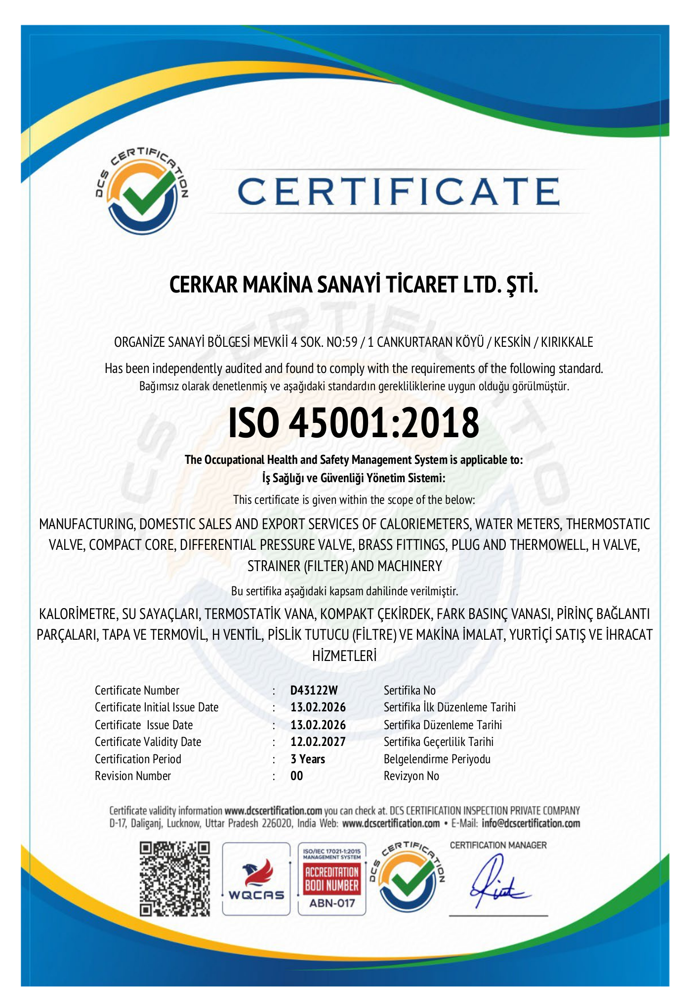ISO 45001:2018 — İş Sağlığı ve Güvenliği Yönetim Sistemi
